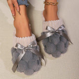 Bow Trim Contrast Slippers - PD SECRET REALM