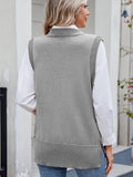 Buttoned Round Neck Sweater Vest - PD SECRET REALM