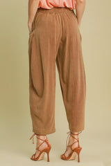 Elastic Waist Baggy Fit Pants with Pockets