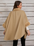 Fuzzy Trim Long Sleeve Poncho - PD SECRET REALM