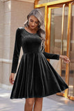 Round Neck Long Sleeve Knee Length Dress - PD SECRET REALM