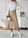 Perfee Pleated Midi Sweater Skirt - PD SECRET REALM