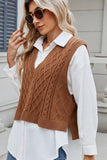 Cable-Knit V-Neck Sweater Vest - PD SECRET REALM