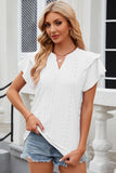 Eyelet Notched Flutter Sleeve T-Shirt - PD SECRET REALM