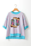 Boots Striped Round Neck Half Sleeve T-Shirt - PD SECRET REALM