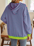 Lovelet Drawstring Striped Long Sleeve Hoodie - PD SECRET REALM