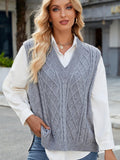 Cable Knit V-Neck Sweater Vest - PD SECRET REALM