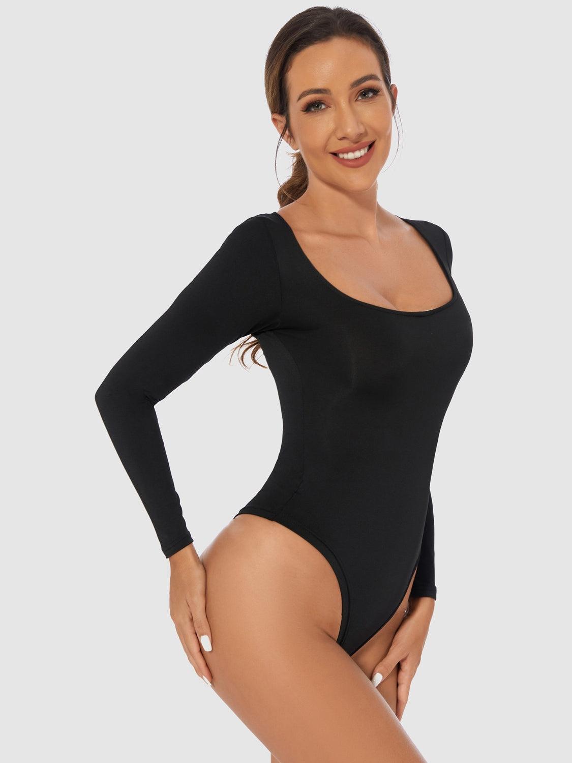 Full Size Scoop Neck Long Sleeve Bodysuit - PD SECRET REALM