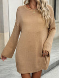 Round Neck Dropped Shoulder Sweater - PD SECRET REALM