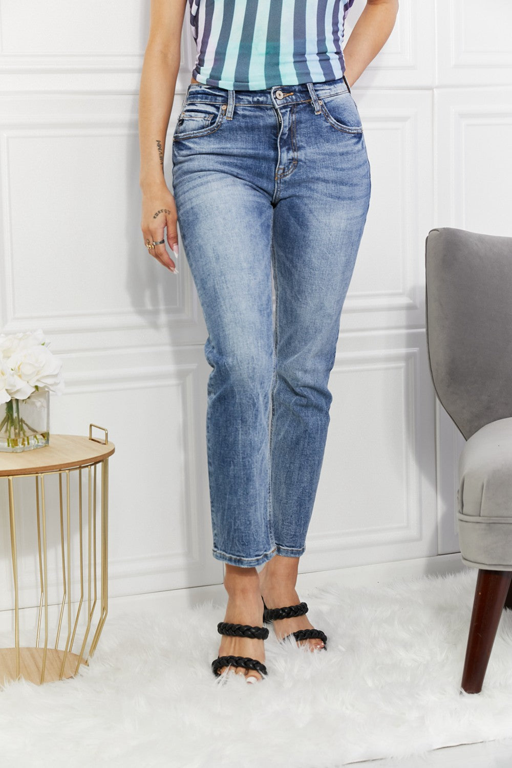 Kancan Full Size Amara High Rise Slim Straight Jeans - PD SECRET REALM