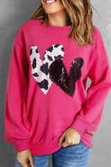 Heart Patch Long Sleeve Sweatshirt - PD SECRET REALM