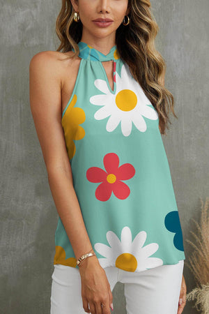 FAM-FAM Flower Grecian Neck Tank - PD SECRET REALM