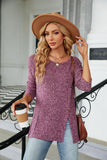 Buttoned Long Sleeve Slit Top - PD SECRET REALM