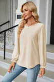 Round Neck Flounce Sleeve Blouse - PD SECRET REALM