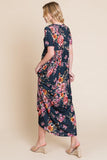 BOMBOM Floral Short Sleeve Maxi Dress - PD SECRET REALM