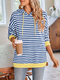 Lovelet Drawstring Striped Long Sleeve Hoodie - PD SECRET REALM