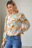 Printed Flounce Sleeve Buttoned Blouse - PD SECRET REALM