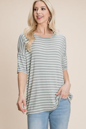 BOMBOM Striped Round Neck T-Shirt - PD SECRET REALM