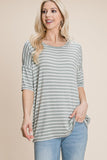 BOMBOM Striped Round Neck T-Shirt - PD SECRET REALM