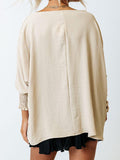 Boat Neck Three-Quarter Sleeve Blouse - PD SECRET REALM