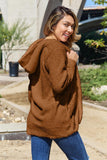 Full Size Teddy Hooded Jacket with Pockets - PD SECRET REALM