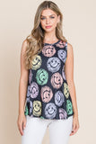 BOMBOM Round Neck Smiley Face Tank - PD SECRET REALM