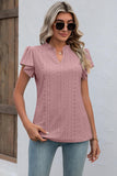 Eyelet Notched Flutter Sleeve T-Shirt - PD SECRET REALM