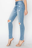 Risen Full Size High Rise Knee Distressed Skinny Jeans - PD SECRET REALM