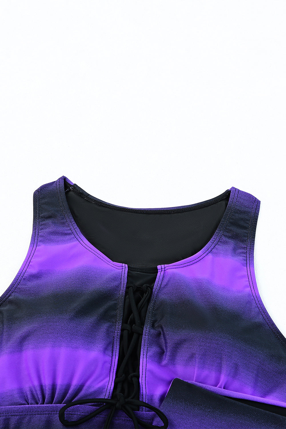 Purple Lace Up Padded Racerback Tankini Swimsuit