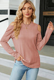 Round Neck Cold Shoulder T-Shirt - PD SECRET REALM