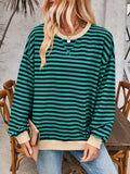 Lovelet Contrast Striped Long Sleeve Sweatshirt - PD SECRET REALM