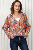 Floral V-Neck Long Sleeve Blouse - PD SECRET REALM