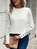 Round Neck Lace Long Sleeve Top - PD SECRET REALM