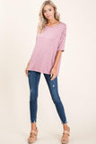 BOMBOM Striped Round Neck Half Sleeve T-Shirt - PD SECRET REALM