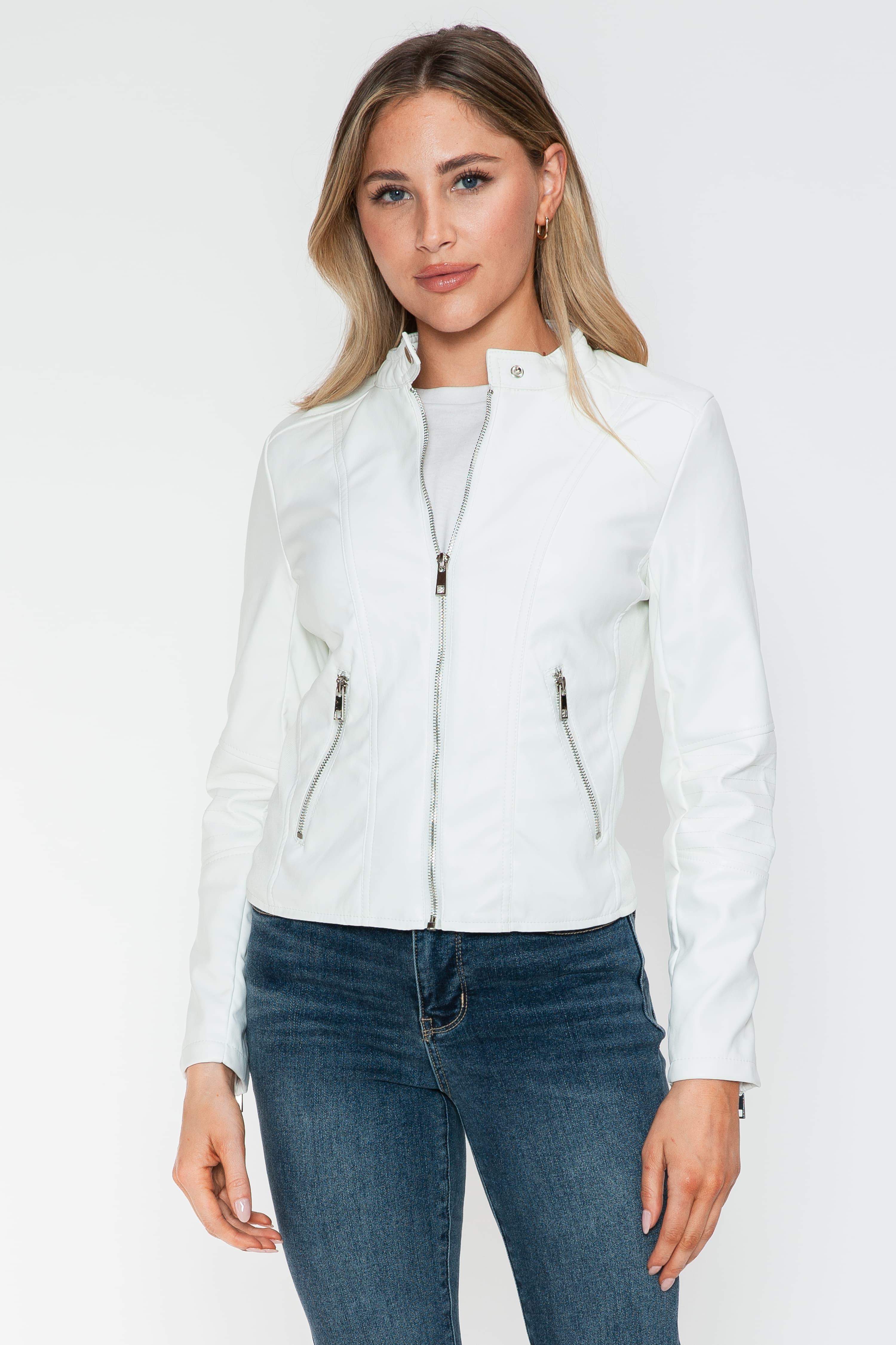 Snobbish PU Leather Zip Up Jacket with Pockets - PD SECRET REALM