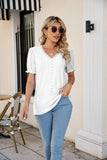 Eyelet Flounce Sleeve Scalloped V-Neck Top - PD SECRET REALM