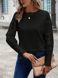 Round Neck Lace Long Sleeve Top - PD SECRET REALM