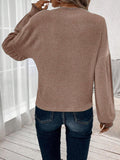 Ribbed Round Neck Lantern Sleeve T-Shirt - PD SECRET REALM