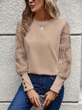 Round Neck Lace Long Sleeve Top - PD SECRET REALM