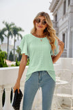 Eyelet Flutter Sleeve Round Neck Top - PD SECRET REALM