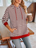 Lovelet Drawstring Striped Long Sleeve Hoodie - PD SECRET REALM