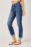 Risen Full Size High-Rise Frayed Cuffed Straight Jeans - PD SECRET REALM