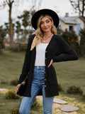 Ribbed Button-Up Cardigan with Pockets - PD SECRET REALM