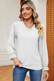 Eyelet V-Neck Flounce Sleeve T-Shirt - PD SECRET REALM