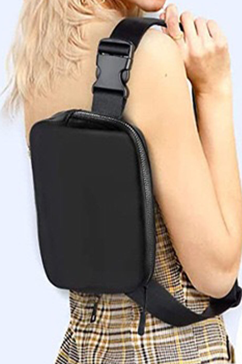 Black Waterproof Zipped Fanny Pack Crossbody Bag