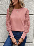 Round Neck Lace Long Sleeve Top - PD SECRET REALM