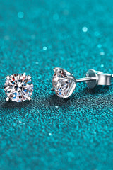 1 Carat Moissanite 925 Sterling Silver Stud Earrings - PD SECRET REALM