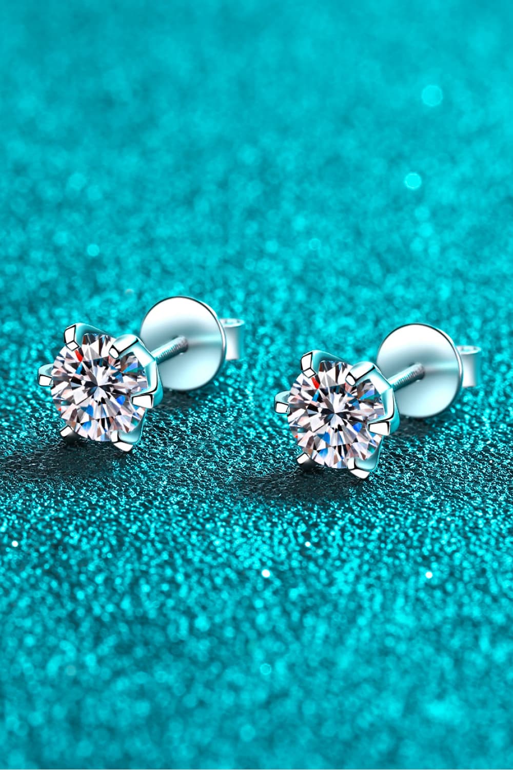 1 Carat Moissanite Rhodium - Plated Stud Earrings - PD SECRET REALM