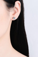 1 Carat Moissanite Rhodium - Plated Stud Earrings - PD SECRET REALM