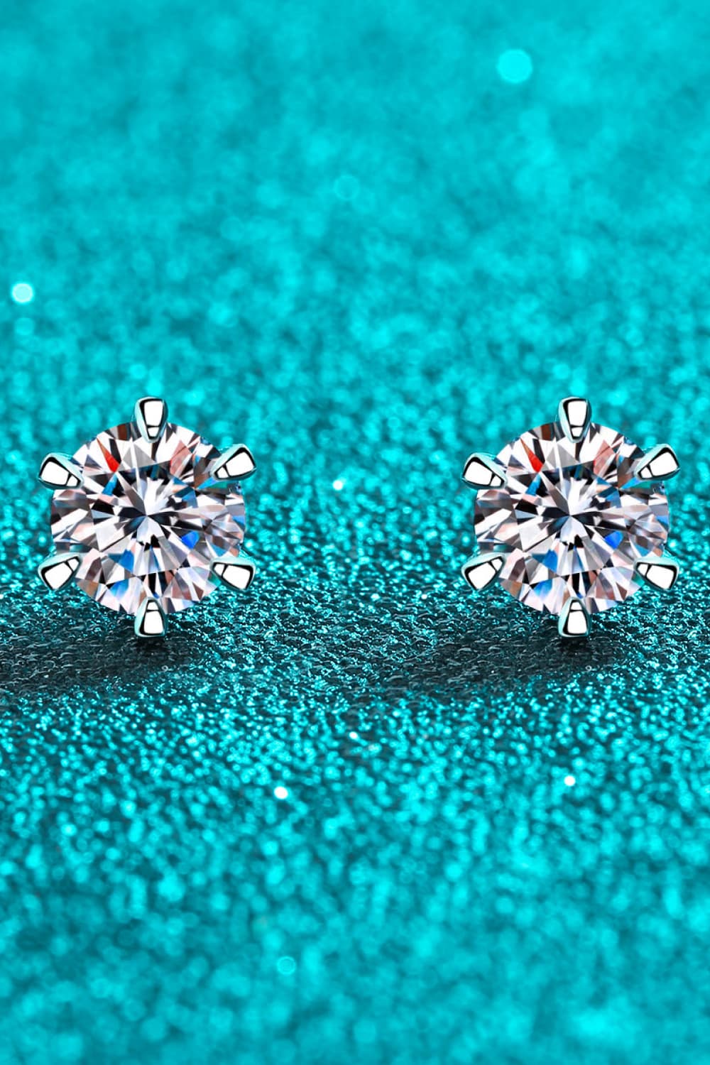 1 Carat Moissanite Rhodium - Plated Stud Earrings - PD SECRET REALM